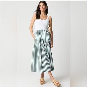 J. Crew Green and White Stripe Maxi Dress NWT